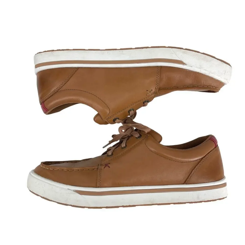 Twisted X Men's Kicks Tan Leather Shoes Size 10.5 Western Rice Husk Nylon Lace